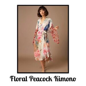 NWOT Floral Peacock BoHo Print Kimono